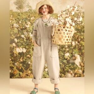 Gudrun Sjoden Gardener Organic Cotton Linen Dungarees Jumpsuit Natural, Large